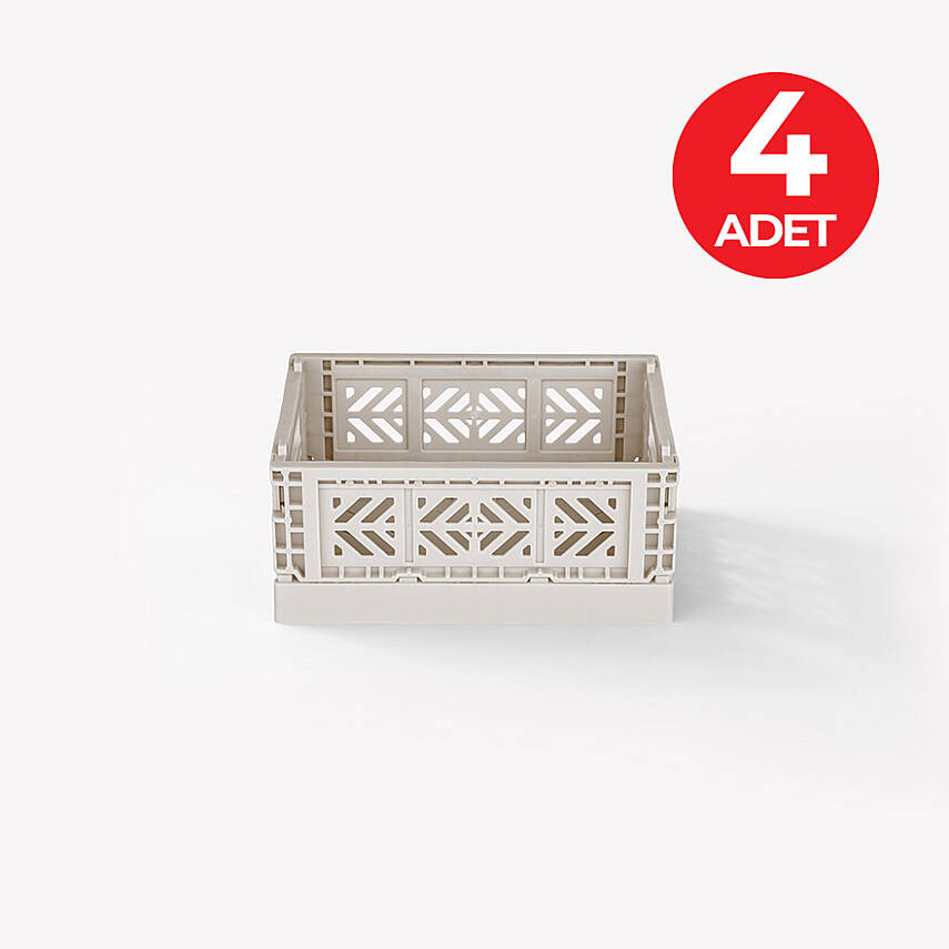 Aykasa 111506 Micro Box Light Gray Katlanabilir Kasa 4'lü Paket - 1