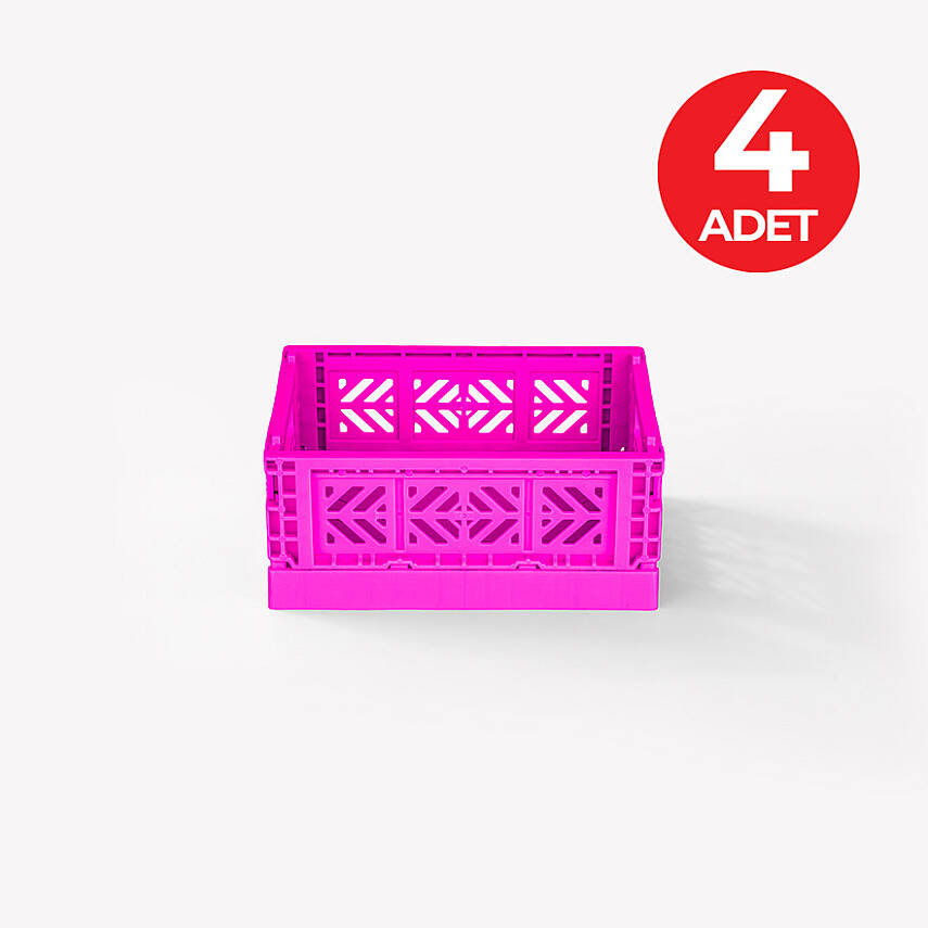 Aykasa 111506 Micro Box Neon Pink Katlanabilir Kasa 4'lü Paket - 1