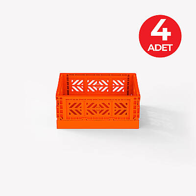 Aykasa 111506 Micro Box Orange Katlanabilir Kasa 4'lü Paket