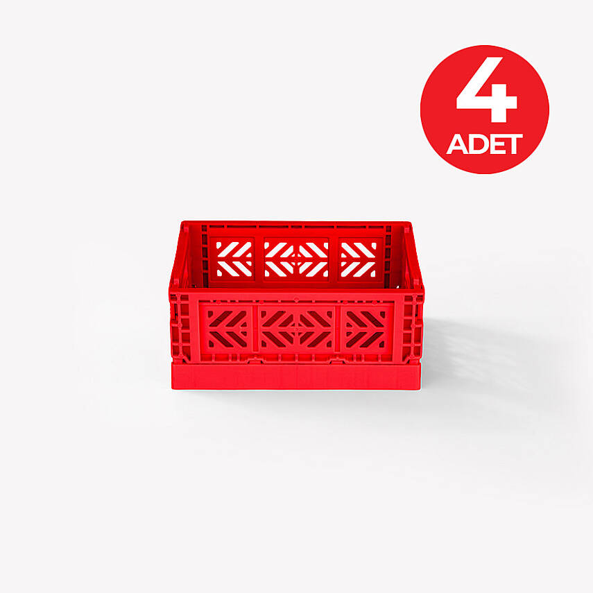 Aykasa 111506 Micro Box Red Katlanabilir Kasa 4'lü Paket - 1