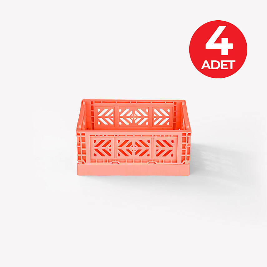 Aykasa 111506 Micro Box Salmon Pink Katlanabilir Kasa 4'lü Paket - 1