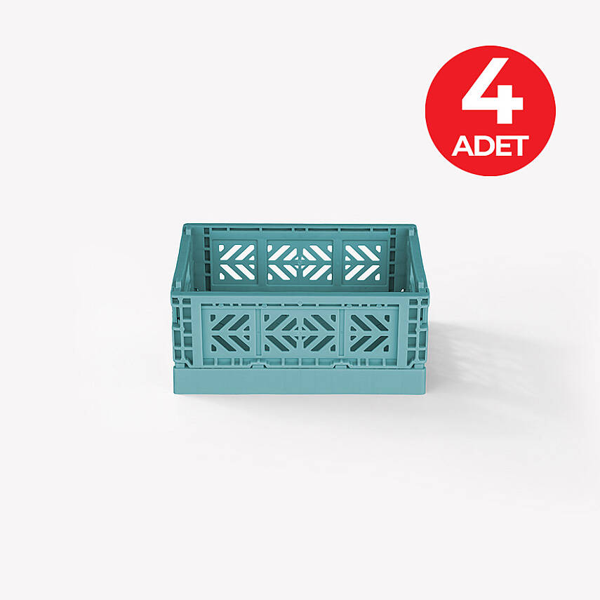 Aykasa 111506 Micro Box Teal Katlanabilir Kasa 4'lü Paket - 1
